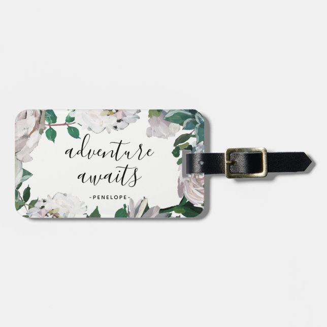 Aventura floral de bonito espera etiqueta de equip (Frente Horizontal)