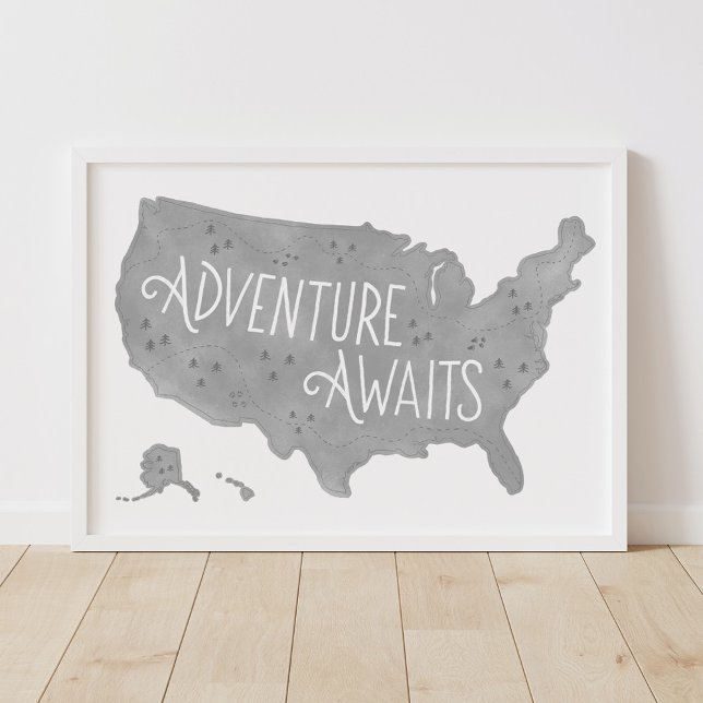 Aventura gris espera mapa decoración de habitación (Subido por el creador)