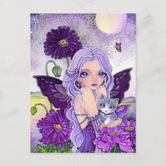 Aventura nocturna con amapola - postal (Anverso)