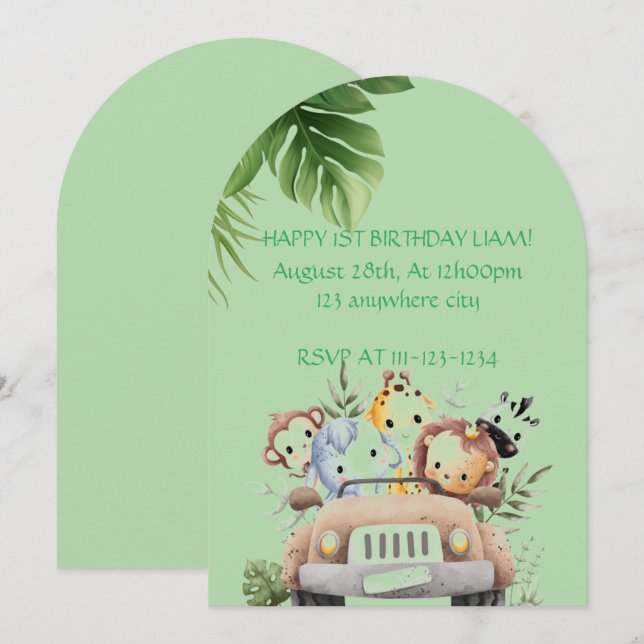 AVENTURA SAFARI INVITACIÓN DE CUMPLEAÑOS, DIGITAL (Anverso / Reverso)