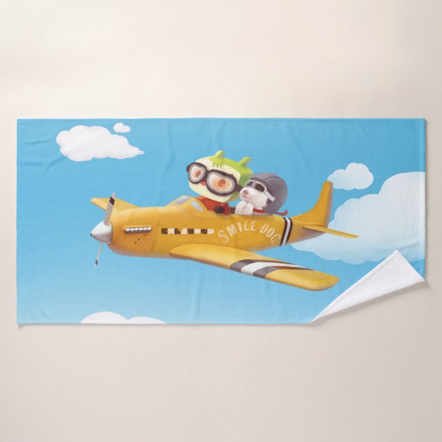 Aventura voladora con perro (Toalla de baño)