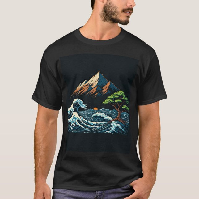 Aventuras de aventura - Montaña, olas, camiseta de (Anverso)