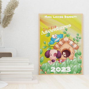 Aventuras en la Jungla con Nombre Póster para Habi