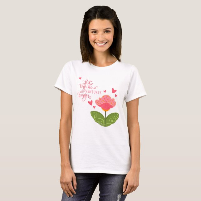 Aventuras rosas, camiseta de inespiritualidad flor (Anverso completo)
