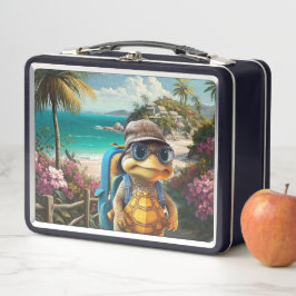 Aventurous Cute Turtle con mochila,