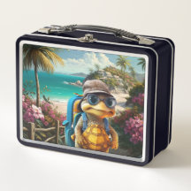 Aventurous Cute Turtle con mochila,