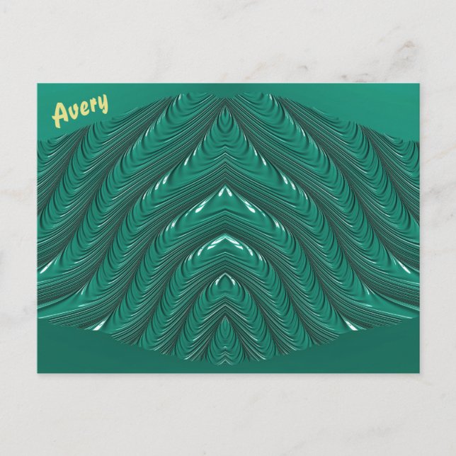 AVERY ~ Tarjeta Postal Brillante 3D Verde Divertid (Anverso)