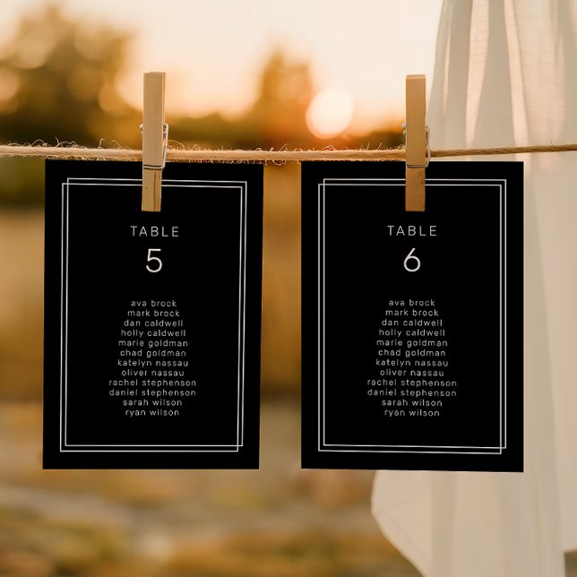 AVERY Tarjetas de tabla de asientos de Boda negro  (AVERY Modern Black Wedding Seating Chart Cards)