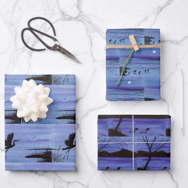 Aves acuáticas envolviendo hojas de papel (Anverso)