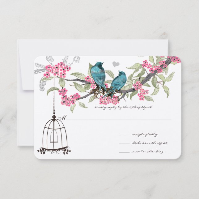 Aves acuáticas y jaulas de cerezo en flor RSVP (Anverso)