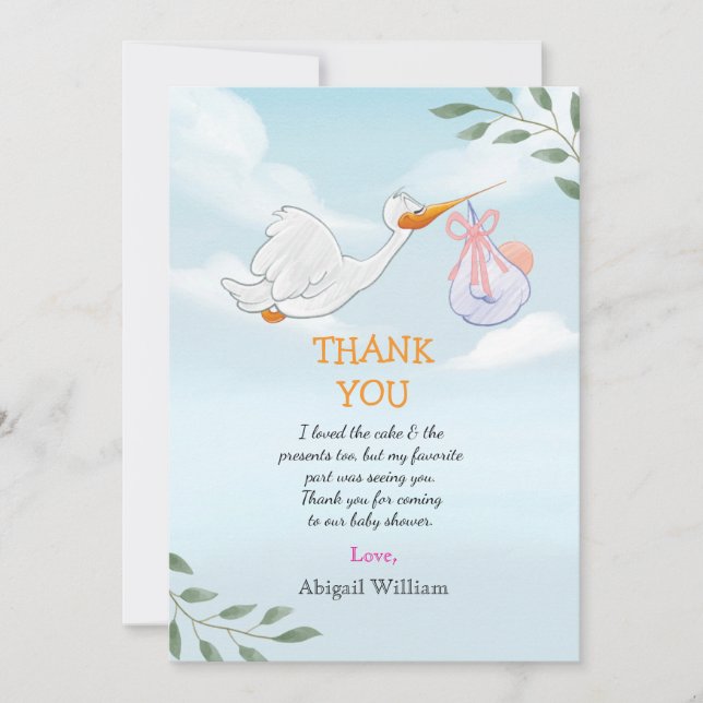Aves Adorables Baby Shower Tarjetas de agradecimie (Anverso)