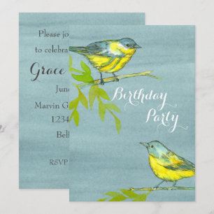 Aves Amarillas Invitación a la fiesta de cumpleaño