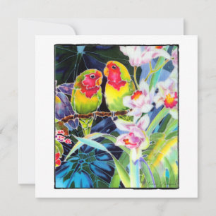 Aves amoradas y orquídeas - Invitación a tarjeta t