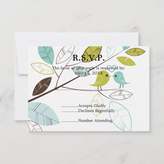 Aves amorosas Bodas RSVP (Anverso)