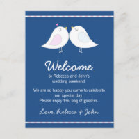 Aves amorosas con tarjeta de bienvenida de Boda az