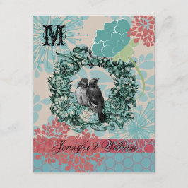 Aves amorosas con tarjeta RSVP de boda floral