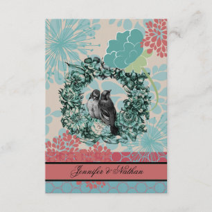 Aves amorosas con tarjeta RSVP de floral