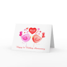 Aves amorosas corazón rojo rosa tarjeta de arte de