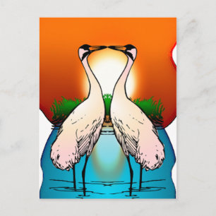 Aves amorosas de grullas postales