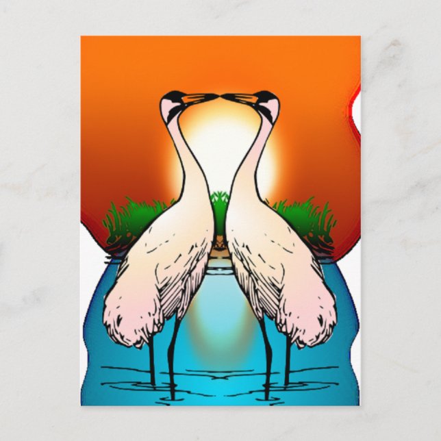 Aves amorosas de grullas postales (Anverso)