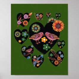 Aves amorosas El día de San Valentín de arte folcl