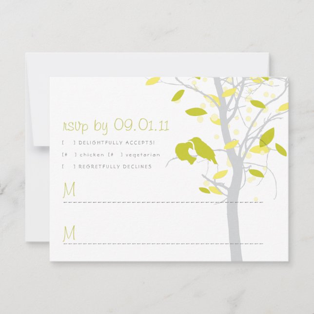Aves amorosas en árbol RSVP - Cítricos y amarillo (Anverso)