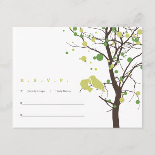 Aves amorosas en árbol RSVP - Verde y marrón