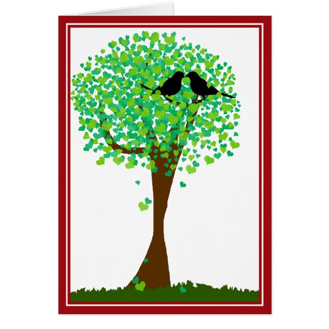 Aves amorosas en el árbol de los corazones - Amor  (Frente)