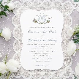 Aves amorosas "H" Invitación a la boda monográfica