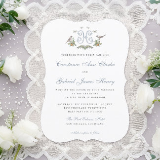 Aves amorosas "H" Invitación a la boda monográfica