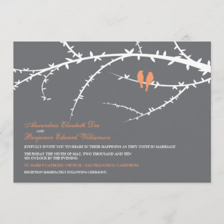Aves amorosas Invitación a la boda (coral)