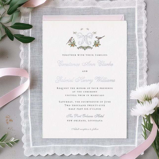 Aves amorosas Invitación a la boda de Relieve meta (Subido por el creador)
