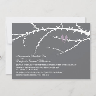 Aves amorosas Invitación a la boda (lavanda)