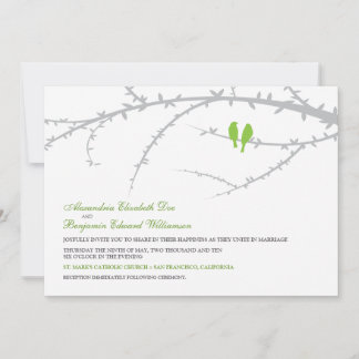 Aves amorosas Invitación a la boda (manzana verde)