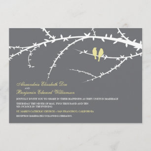 Aves amorosas Invitación a la boda (marfil)