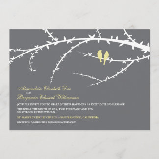 Aves amorosas Invitación a la boda (marfil)