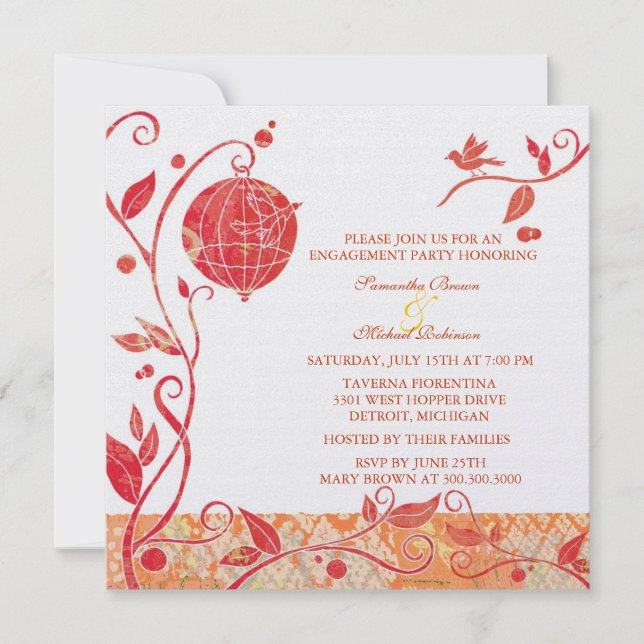 Aves amorosas: Invitaciones de compromiso (Anverso)