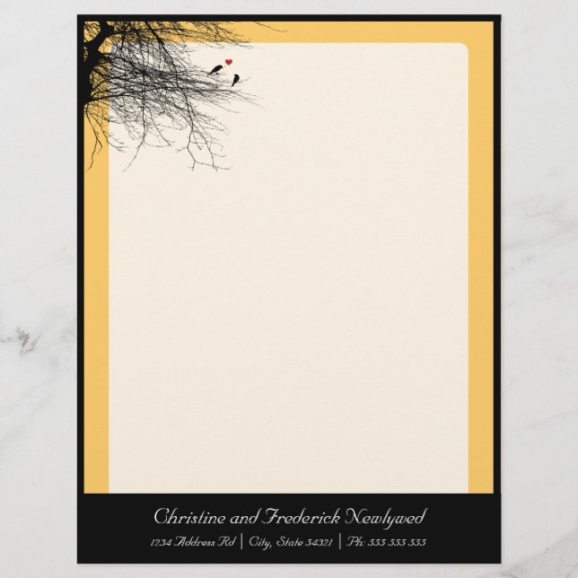 Aves amorosas, membrete boda (Anverso)