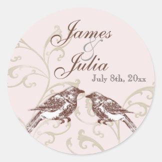 Aves amorosas 'n Lace - Sello Boda Rosa