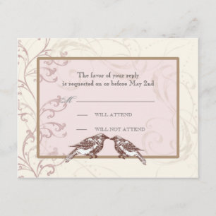 Aves amorosas 'n Lace - Tarjeta de respuesta Boda