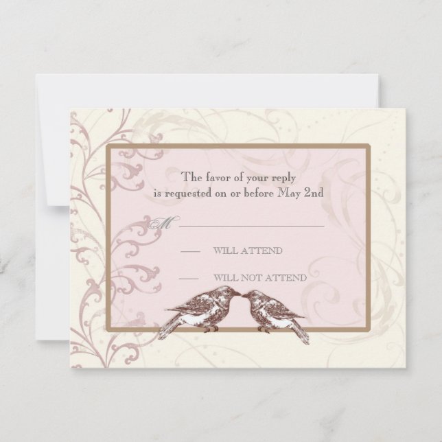 Aves amorosas 'n Lace - Tarjeta de respuesta Boda  (Anverso)