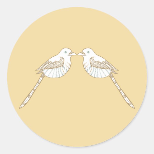 Aves amorosas Sello para sobres Brown/Tan Boda (Anverso)