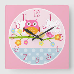 Aves amorosas y búhos personalizadas en el reloj d