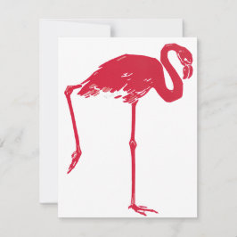 Aves antiguas, un flamenco rosa con una pata levan