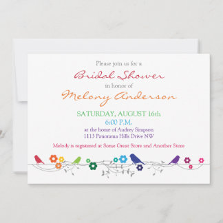Aves arcoiris Flores Invitación a la ducha de novi