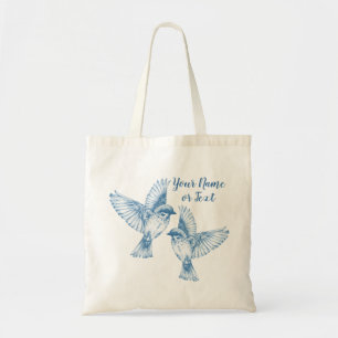 Aves azules elegantes nombre bolsa de tocador vint