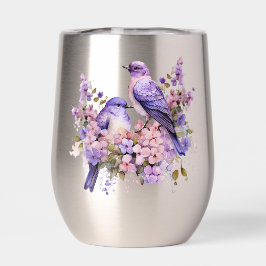 Aves Azules En Flores De Lilac