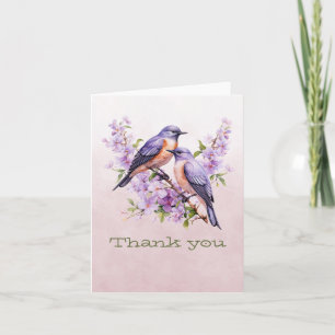 Aves Azules En Verde Florales