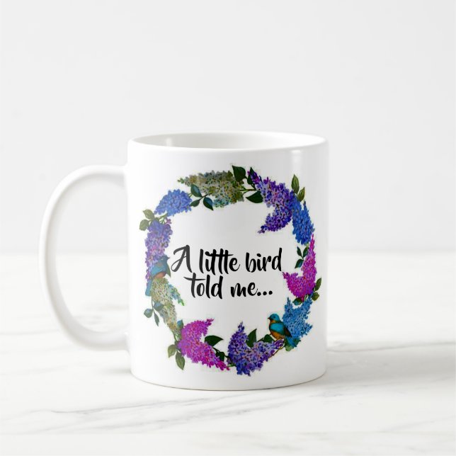 Aves Azules Flores Lilac Taza de Café Mug (Izquierda)
