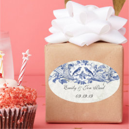 Aves azules vintage Pegatinas de bodas